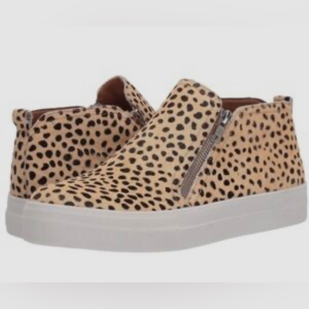DV BY DOLCE VITA RIVA DEMI-WEDGE CALF HAIR CHEETAH BOOTIES